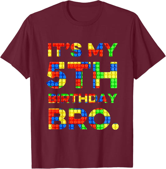 Kids Cute 5th Birthday Gift 5 Years Old Block Building Boys Kids T-Shirt - T-Shirt | Maroon
