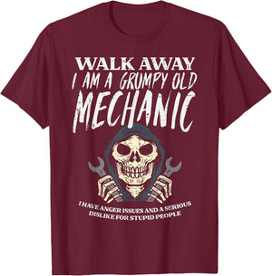 Walk Away Im Grumpy Old Mechanic Funny Garage Grandpa Men T-Shirt - T-Shirt | Maroon