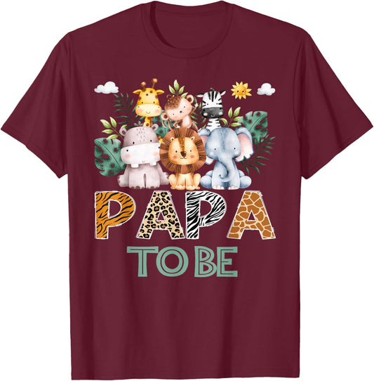 Soon To Be Papa Jungle Animal Safari Gender Reveal T-Shirt - T-Shirt | Maroon