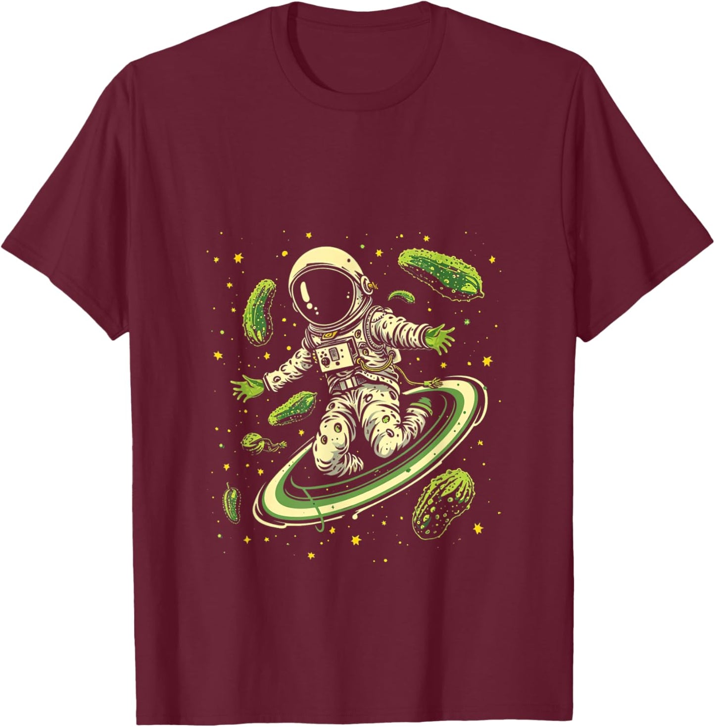Space Astronaut Pickle T-Shirt - T-Shirt | Maroon