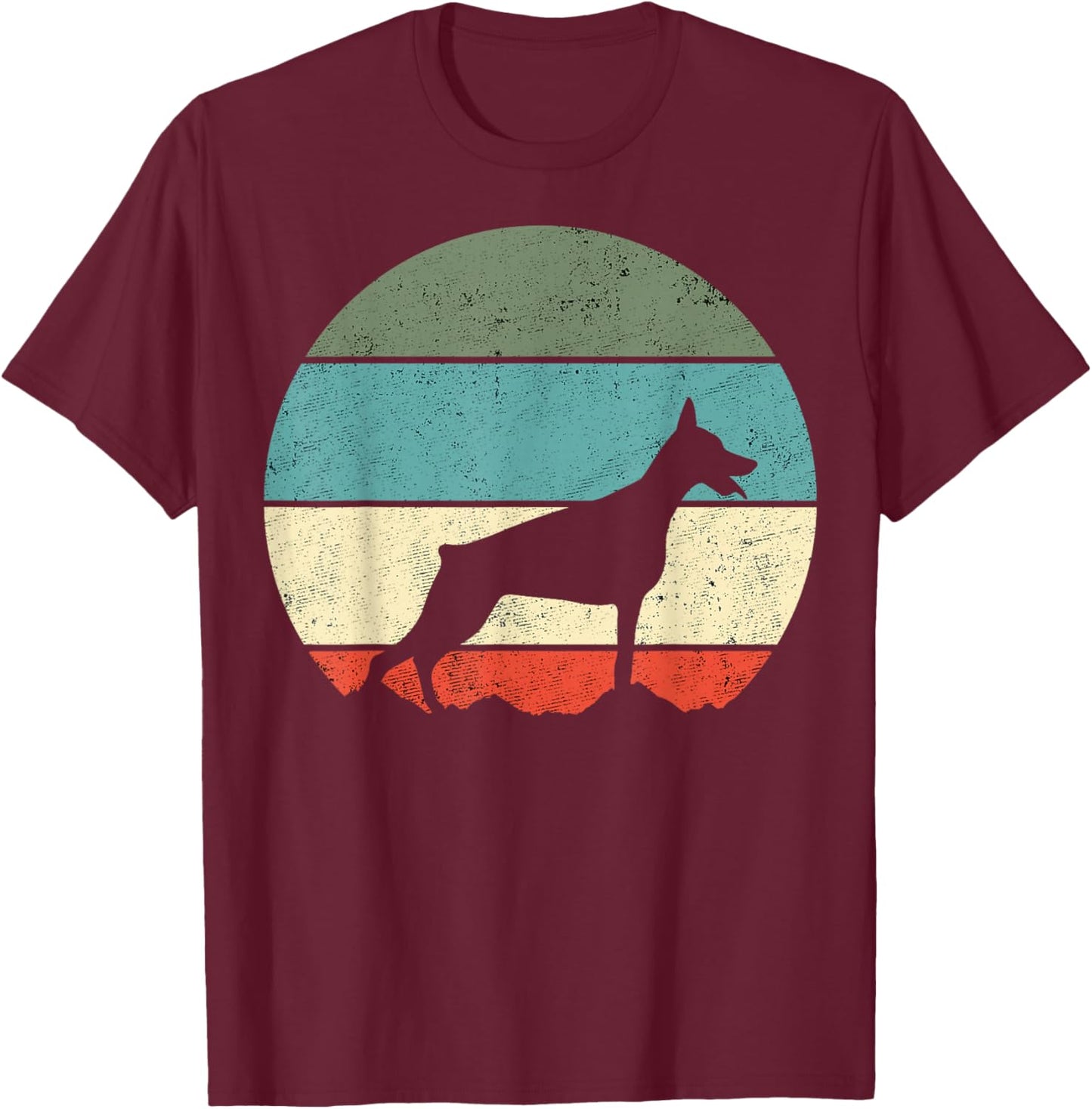 Doberman Dog Retro T-Shirt - T-Shirt | Maroon
