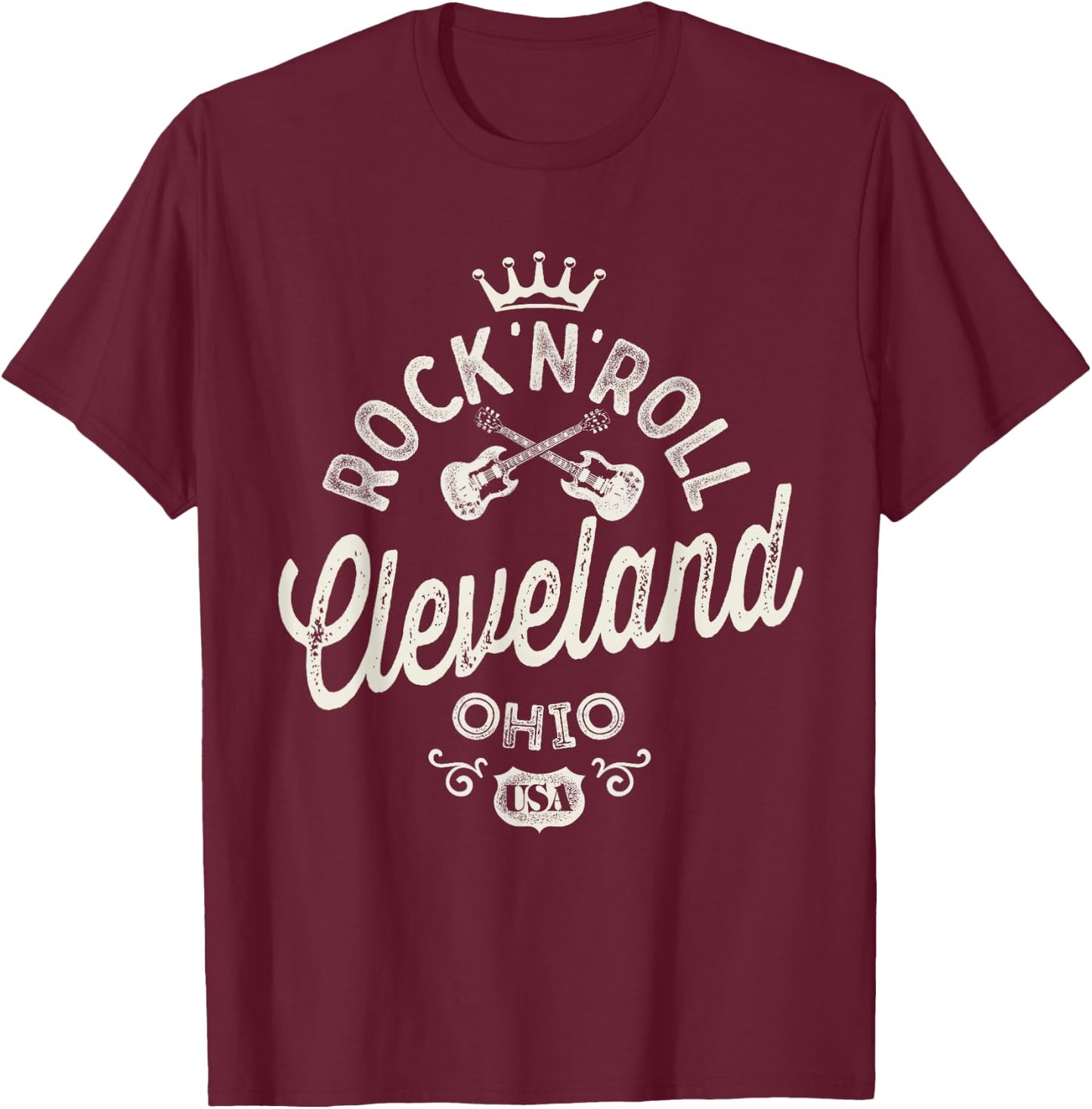 Cleveland Rock'n'Roll Music Cool Vintage T-Shirt - T-Shirt | Maroon