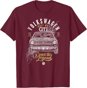 Volkswagen Golf GTI Drive The Legend T-Shirt - T-Shirt | Maroon