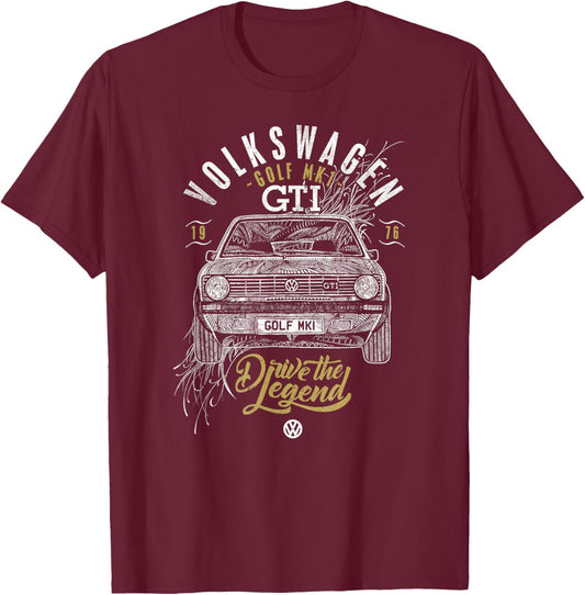 Volkswagen Golf GTI Drive The Legend T-Shirt - T-Shirt | Maroon