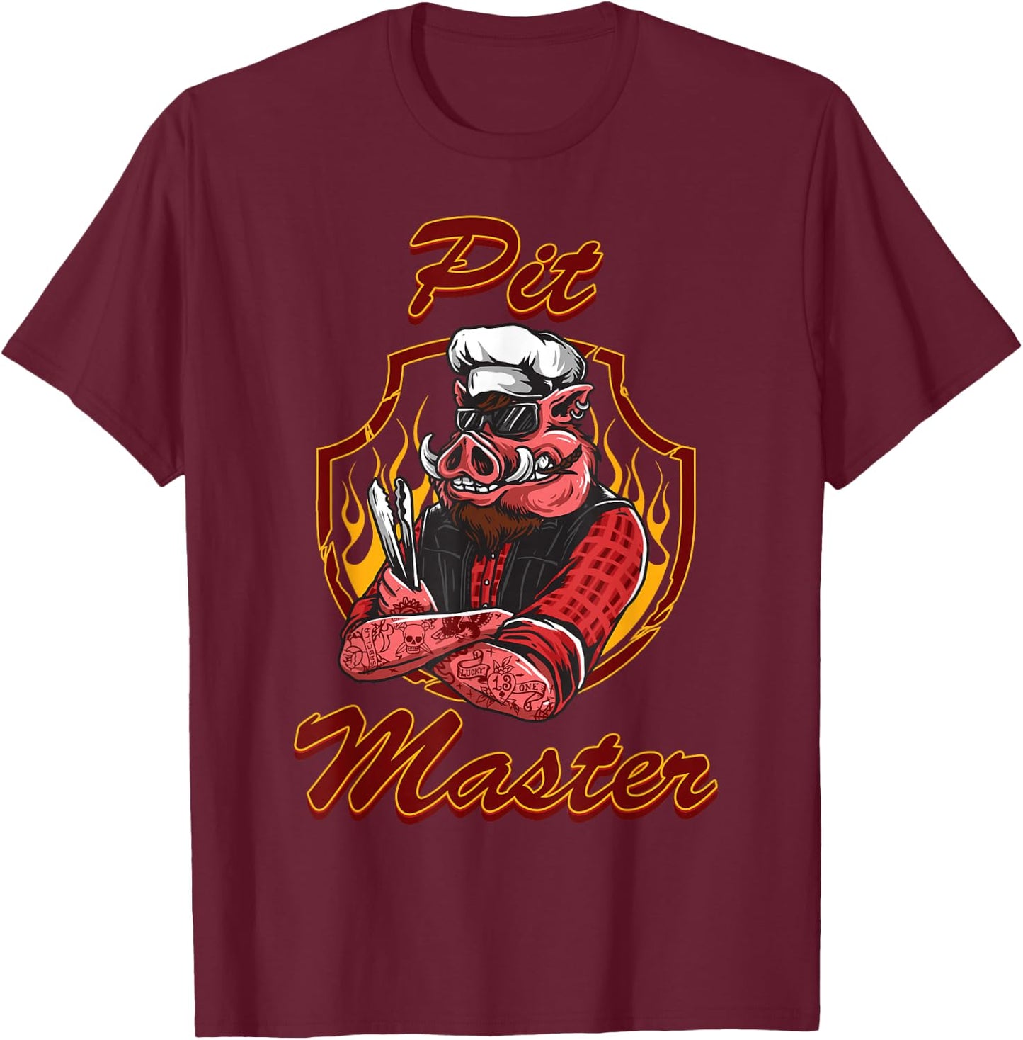 BBQ Pitmaster T Shirt Smoking Meat Outdoor Grilling T-Shirt - T-Shirt | Maroon