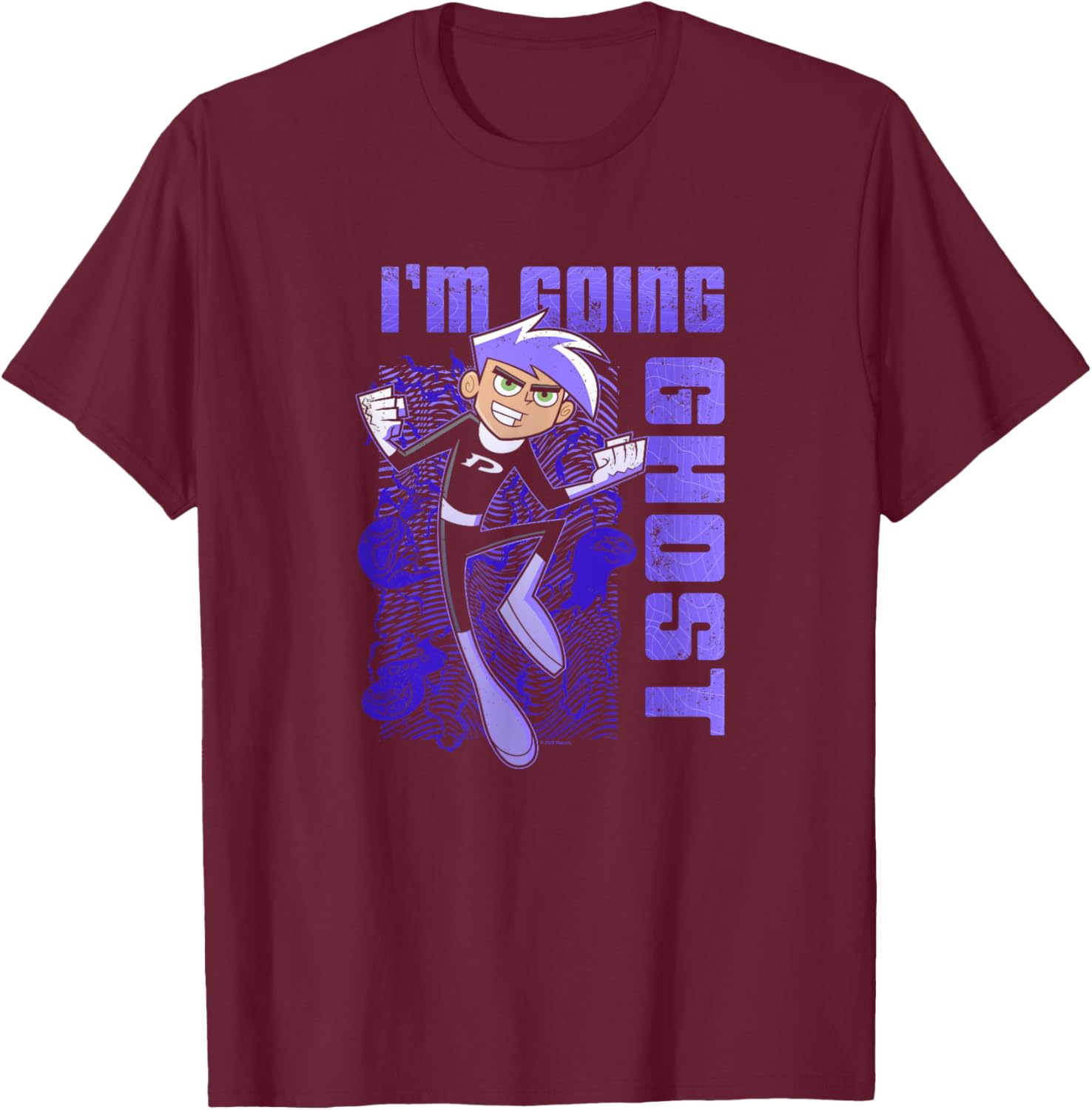Danny Phantom I'm Going Ghost Purple Text Portrait T-Shirt - T-Shirt | Maroon