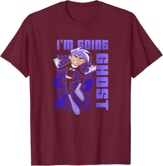 Danny Phantom I'm Going Ghost Purple Text Portrait T-Shirt - T-Shirt | Maroon