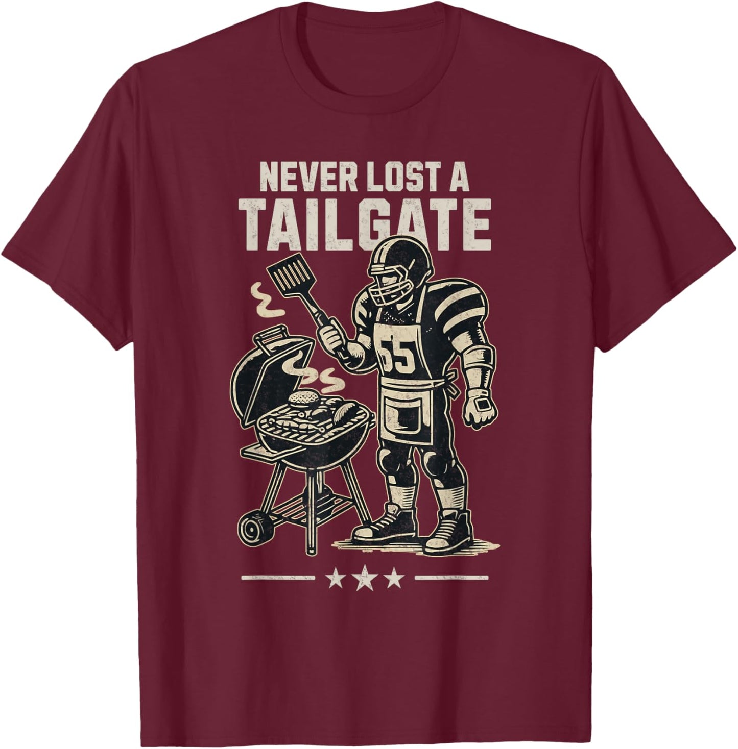 Never Lost A Tailgate Party American Football Funny Grill T-Shirt - T-Shirt | Maroon