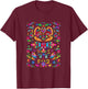 Floral Colors Black Festive Pattern T-Shirt - T-Shirt | Maroon