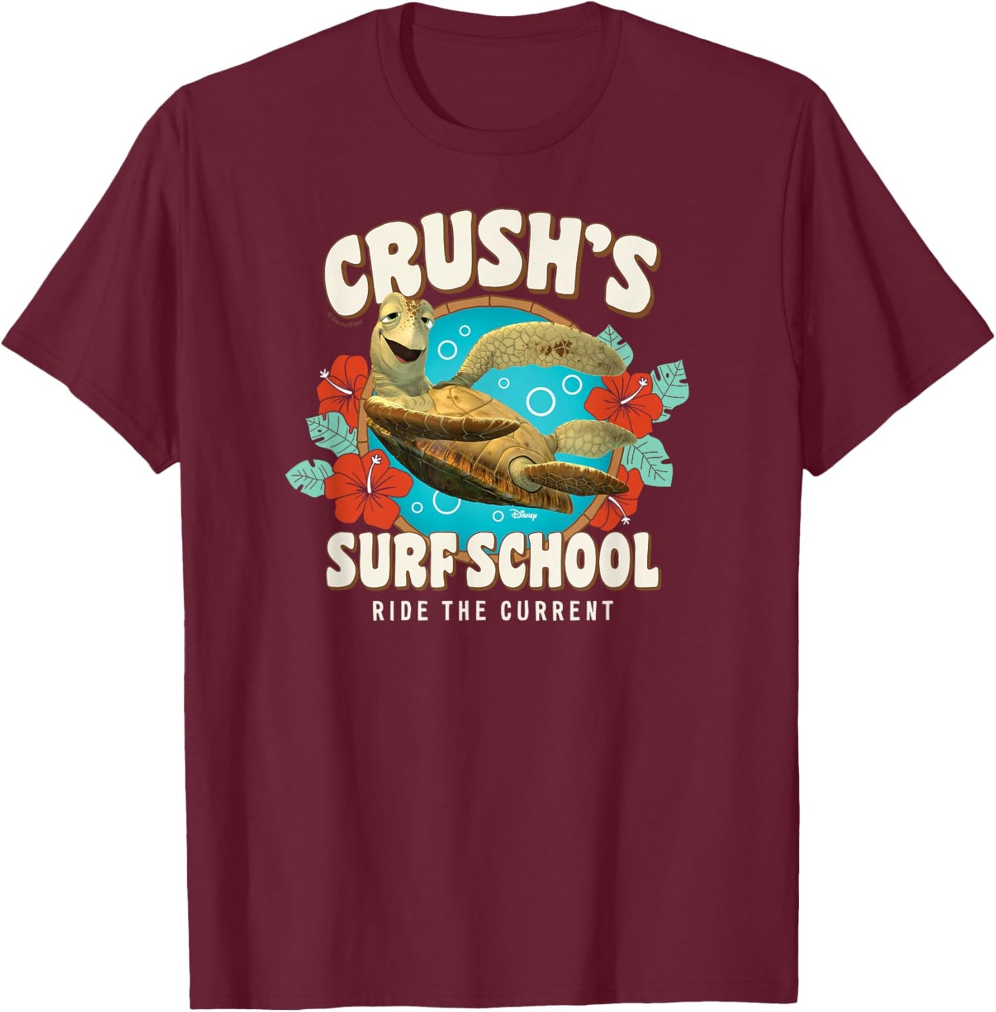 Finding Nemo - Crush's Surf School T-Shirt - T-Shirt | Maroon