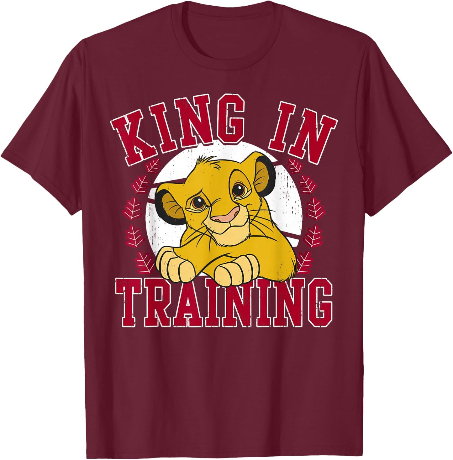 Disney Lion King Simba King In Training Circle Portrait T-Shirt - T-Shirt | Maroon