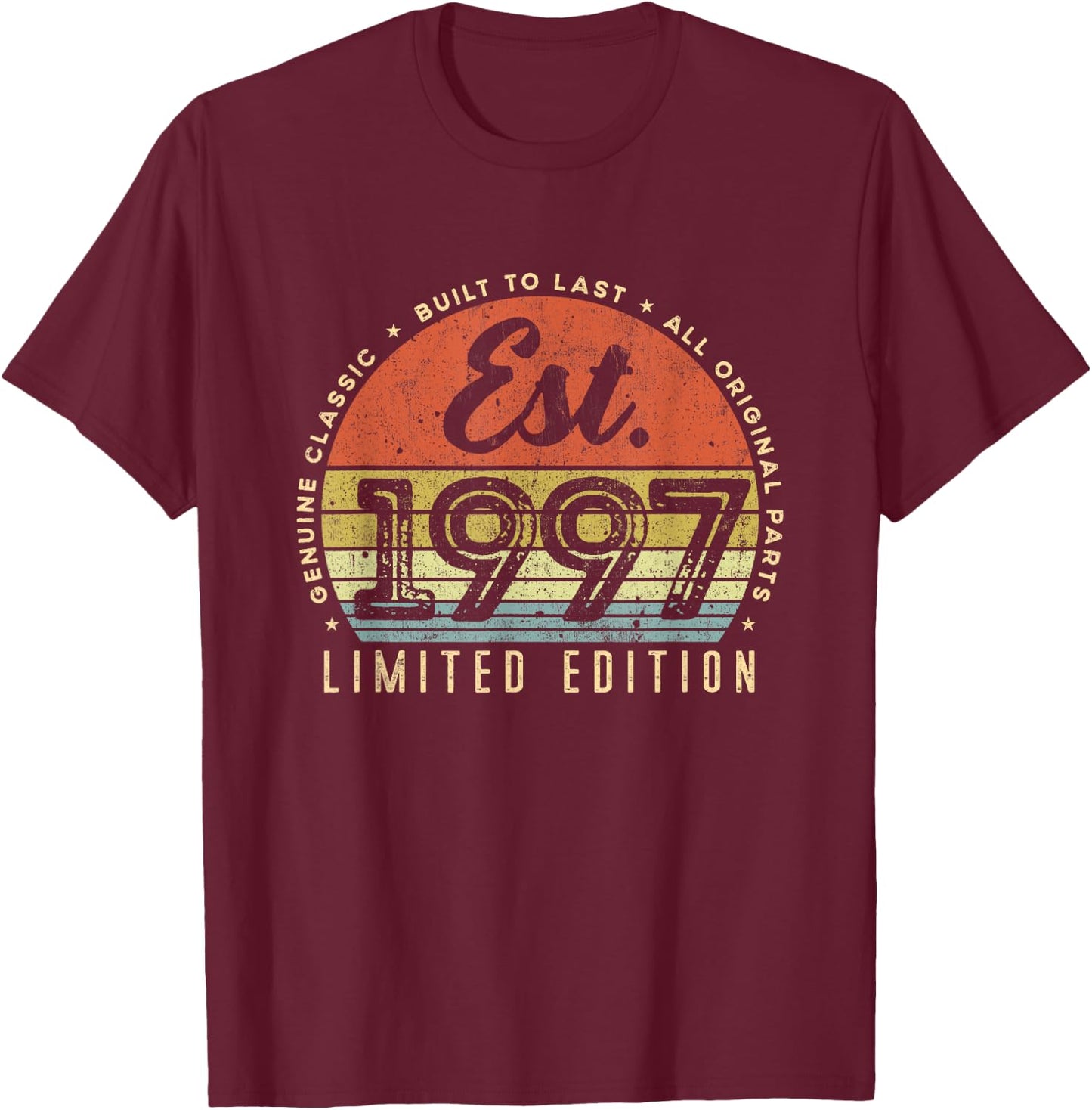 Est 1997 Vintage Edition Classic Born in 1997 Retro Birthday T-Shirt - T-Shirt | Maroon