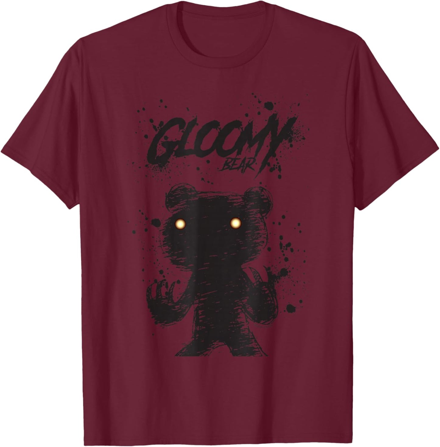 Gloomy Bear Naughty Grizzly Black Shadow Abstraction Anime T-Shirt - T-Shirt | Maroon