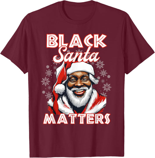 African American Santa Black Matters Christmas Pajama Family T-Shirt - T-Shirt | Maroon