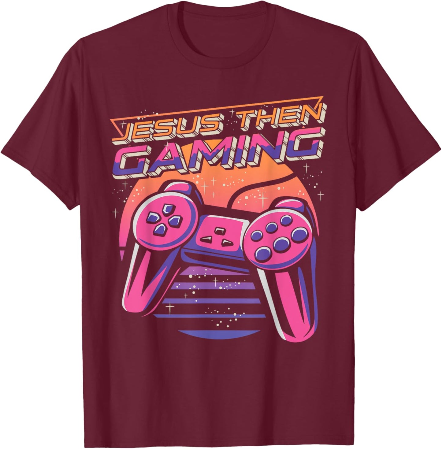 Jesus Then Gaming Gamer Christian Boys Video Game Controller T-Shirt - T-Shirt | Maroon