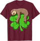 Sloth Sleeping On Shamrock Sloth St Patricks Day Sloth Irish T-Shirt - T-Shirt | Maroon