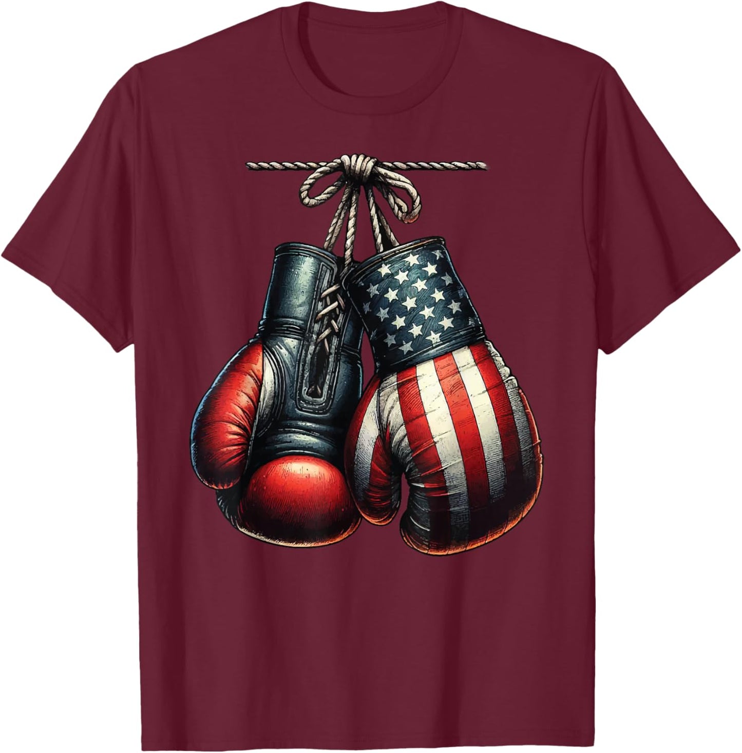 4th of July USA Flag Boxing Gloves for Boxer Training T-Shirt - T-Shirt | Maroon