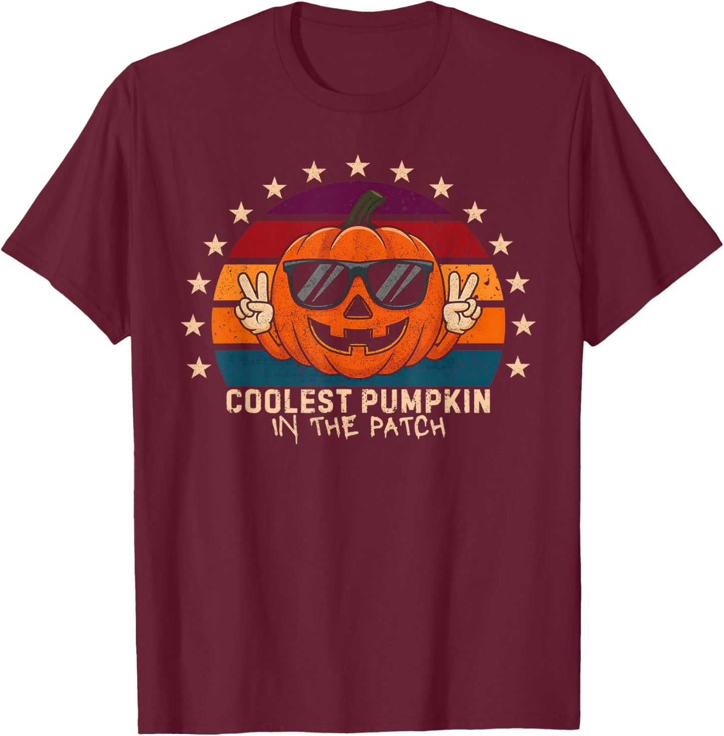 Coolest Pumpkin In The Patch Kids Boys Toddler Halloween T-Shirt - T-Shirt | Maroon