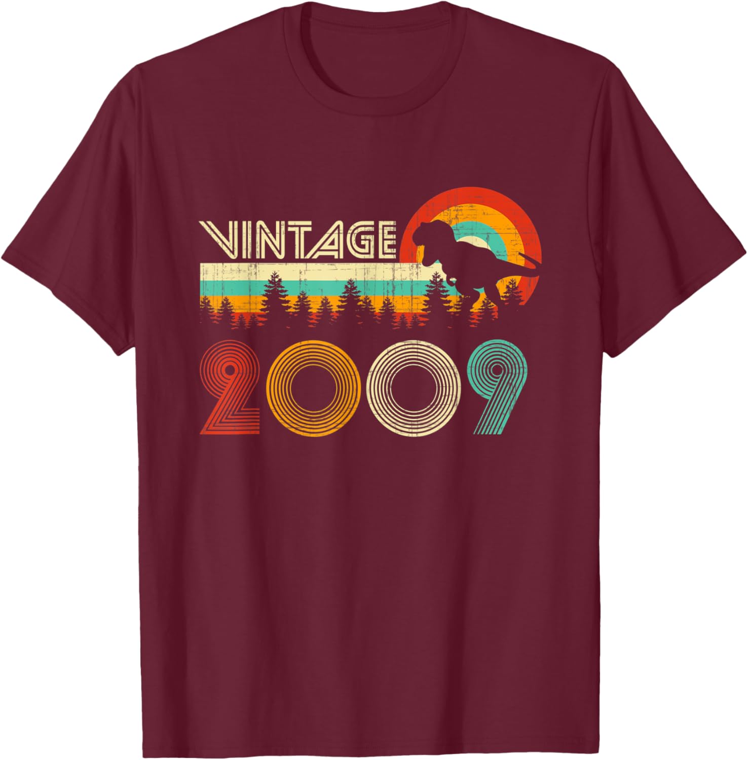 14 Year Old Gifts Boys Vintage 2009 14th Birthday Dinosaur T-Shirt - T-Shirt | Maroon