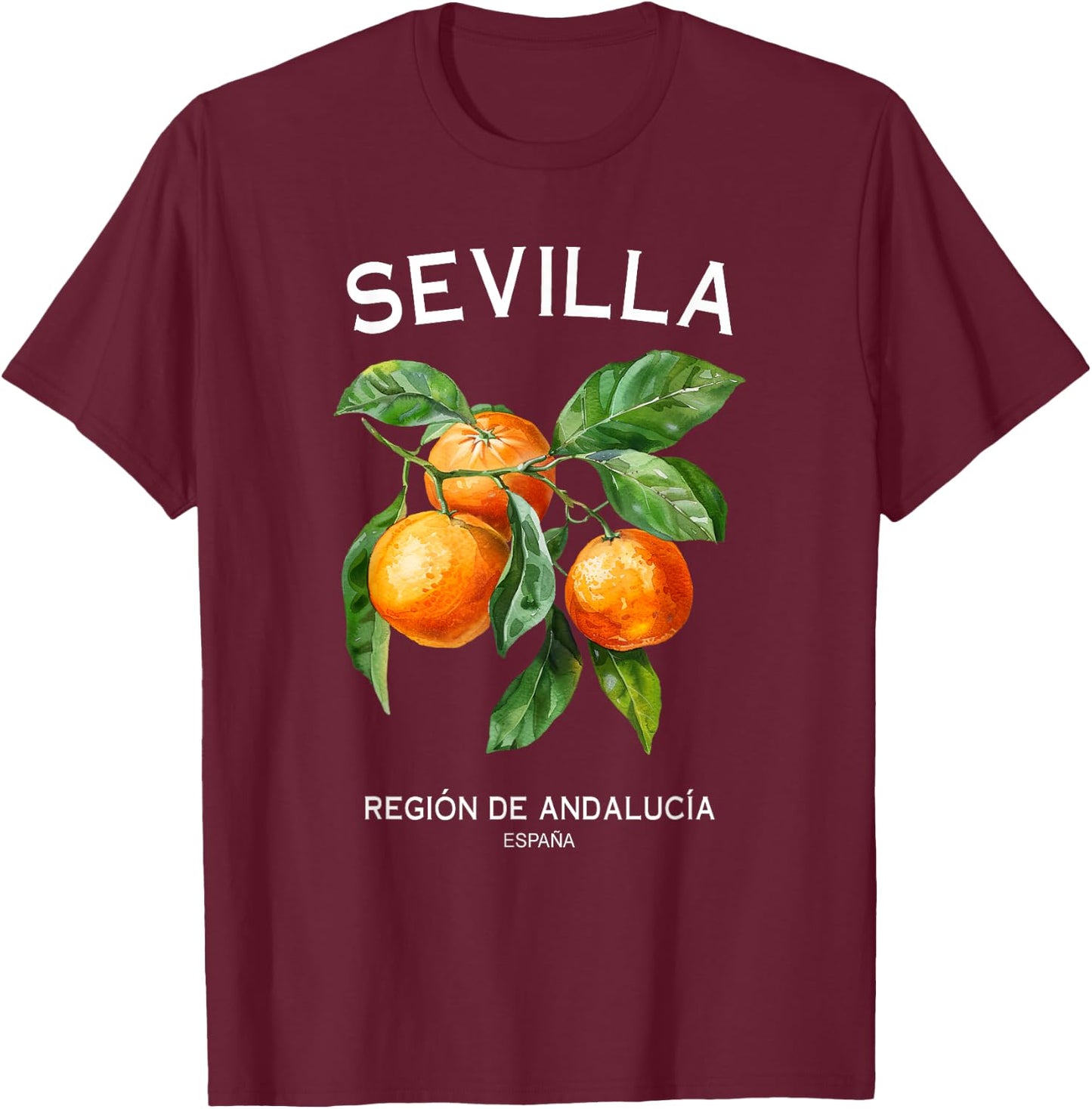 Sevilla Orange Art Spanish Fruit Lover Spain Andalusia T-Shirt - T-Shirt | Maroon