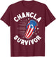 Chancla Survivor Puerto Rican Puerto Rico Funny Spanish Joke T-Shirt - T-Shirt | Maroon