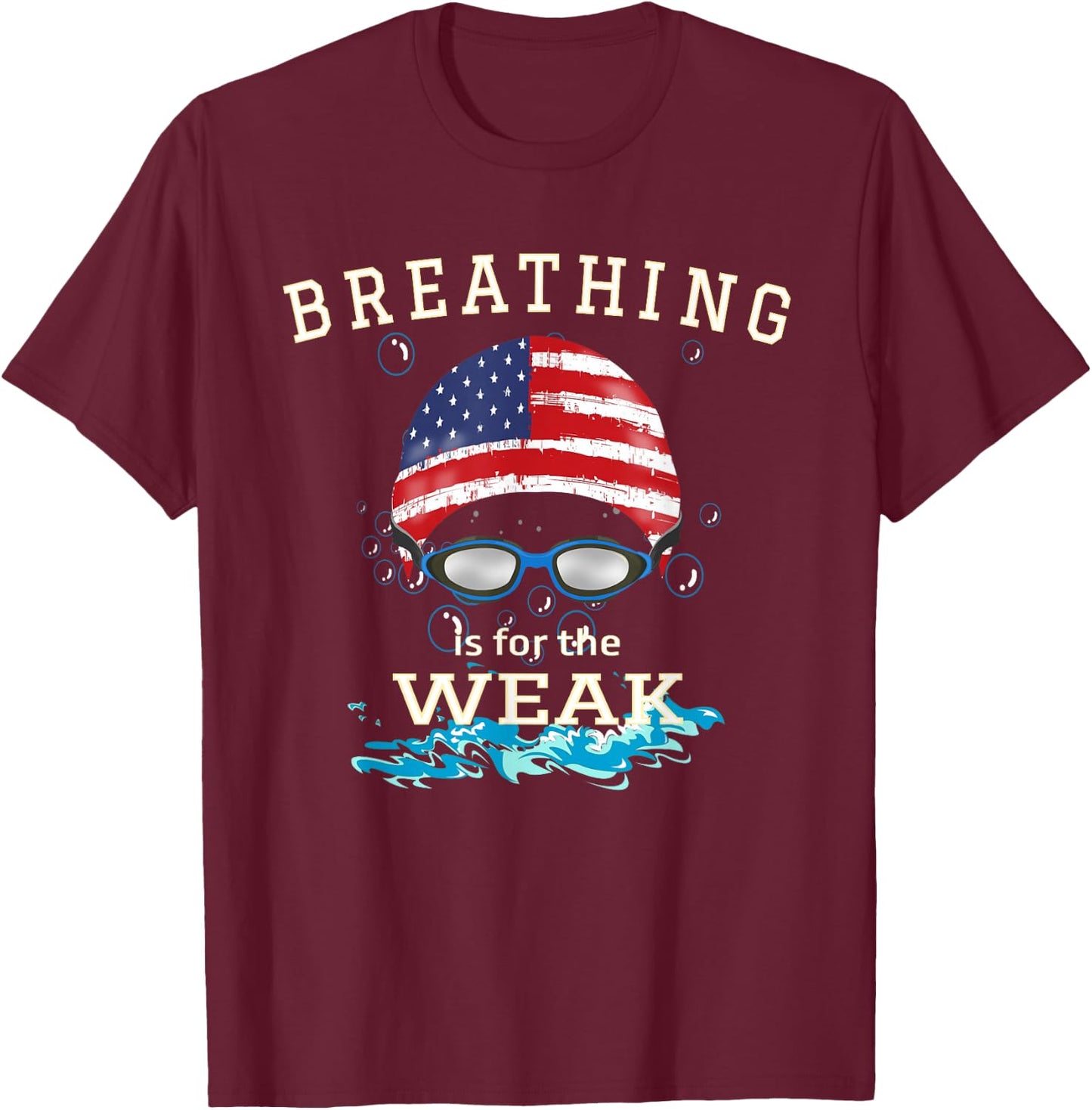 Swim Swimmer T Shirt Funny Swimming Sports Goggles Cap T-Shirt - T-Shirt | Maroon