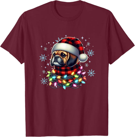 Puggle Christmas Gifts for Puggle Lovers -Kids Black Puggle Xmas Puggle Lover T-Shirt - T-Shirt | Maroon