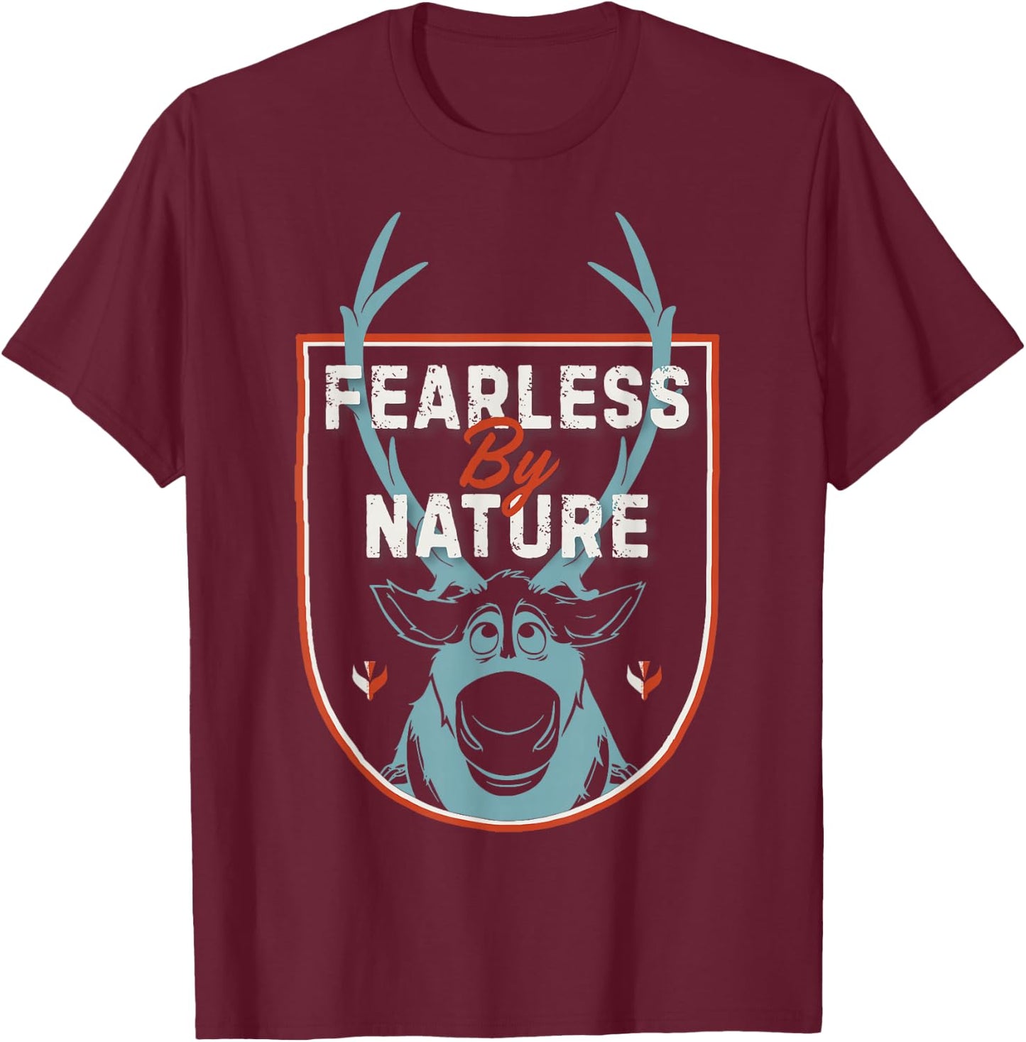 Disney Frozen 2 Sven Fearless By Nature Crest T-Shirt - T-Shirt | Maroon