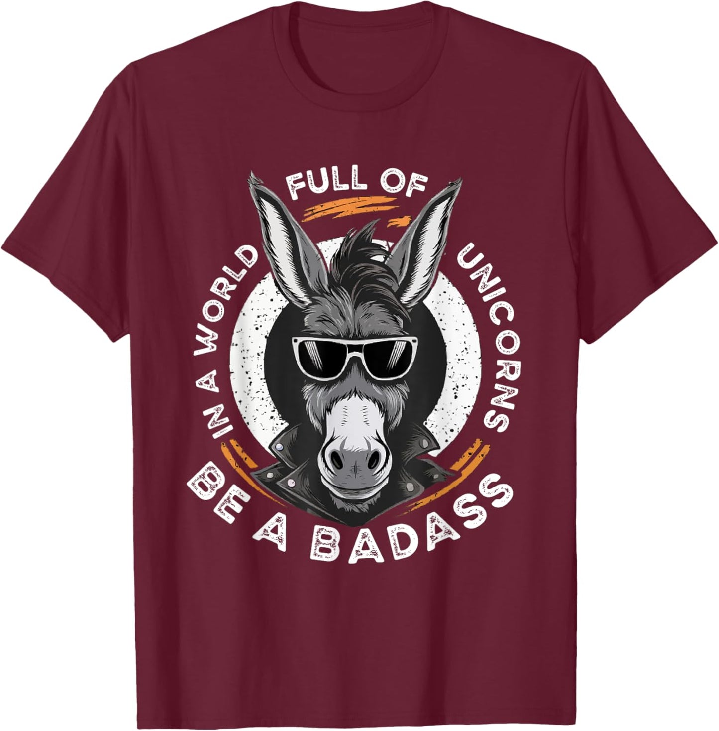 Animal Lover World Of Unicorns Badass Donkey T-Shirt - T-Shirt | Maroon