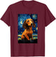 Cute Dachshund Dog Doggy - Van Gogh Style - Starry Night T-Shirt - T-Shirt | Maroon