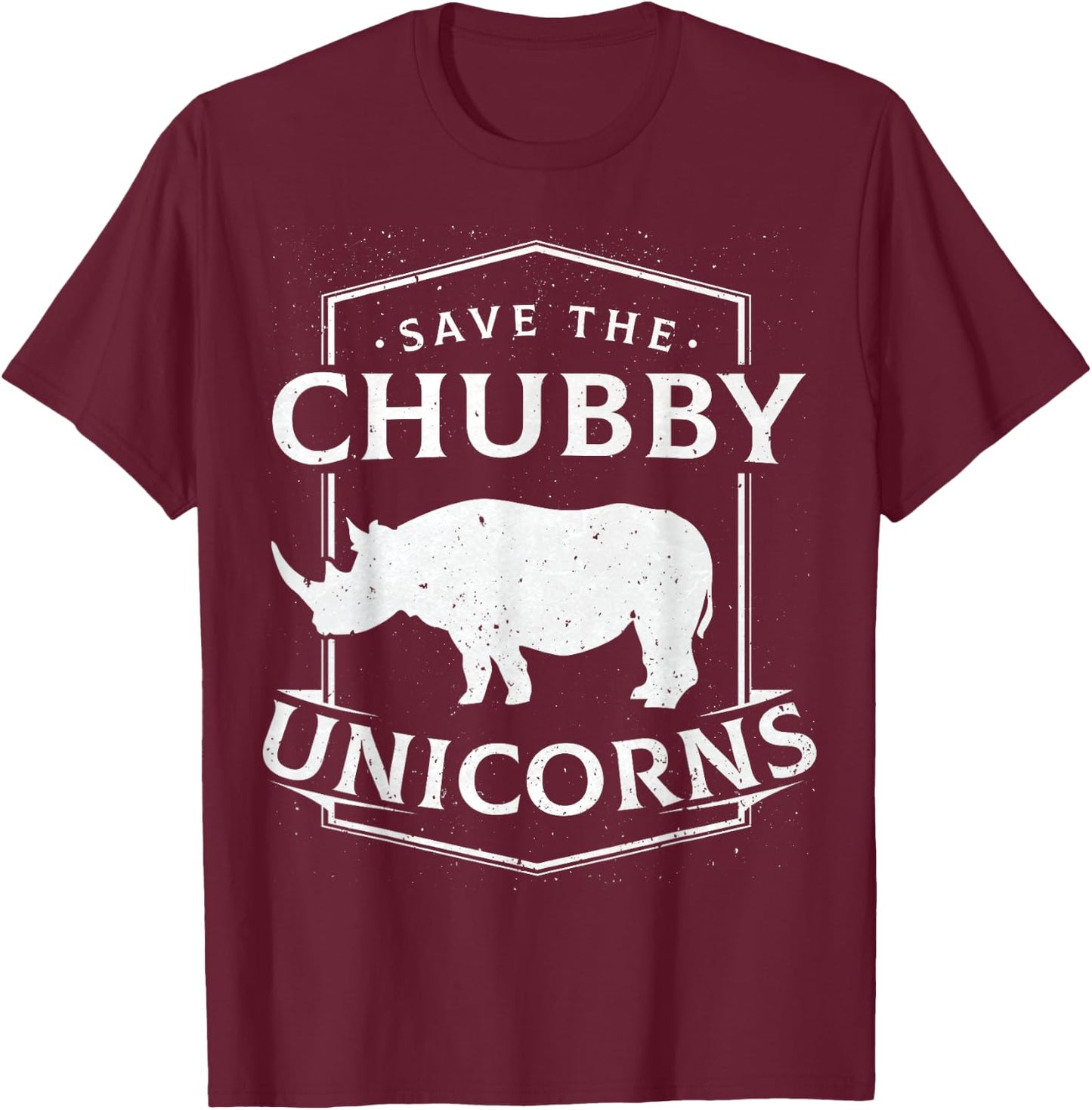 Save The Chubby Unicorns Gift Unicorn Rhino Shirt T-Shirt - T-Shirt | Maroon