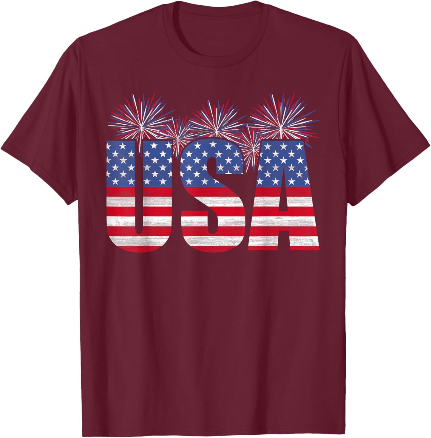 American Patriotic USA Men Women Flag USA Freedom T-Shirt - T-Shirt | Maroon
