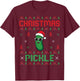 Pickle Wearing Santa Hat Xmas Party - Ugly Christmas Pickle T-Shirt - T-Shirt | Maroon