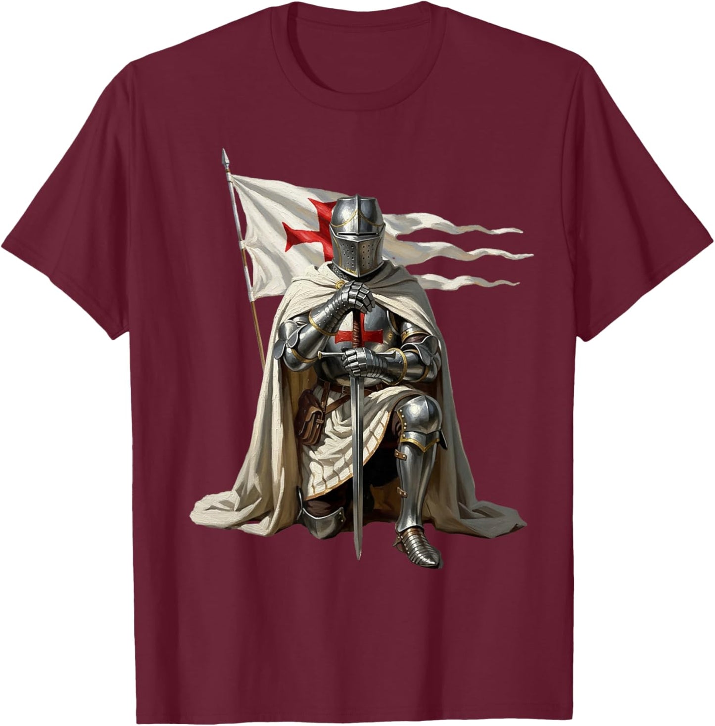 Knight Templar Saint Crusader T-Shirt - T-Shirt | Maroon
