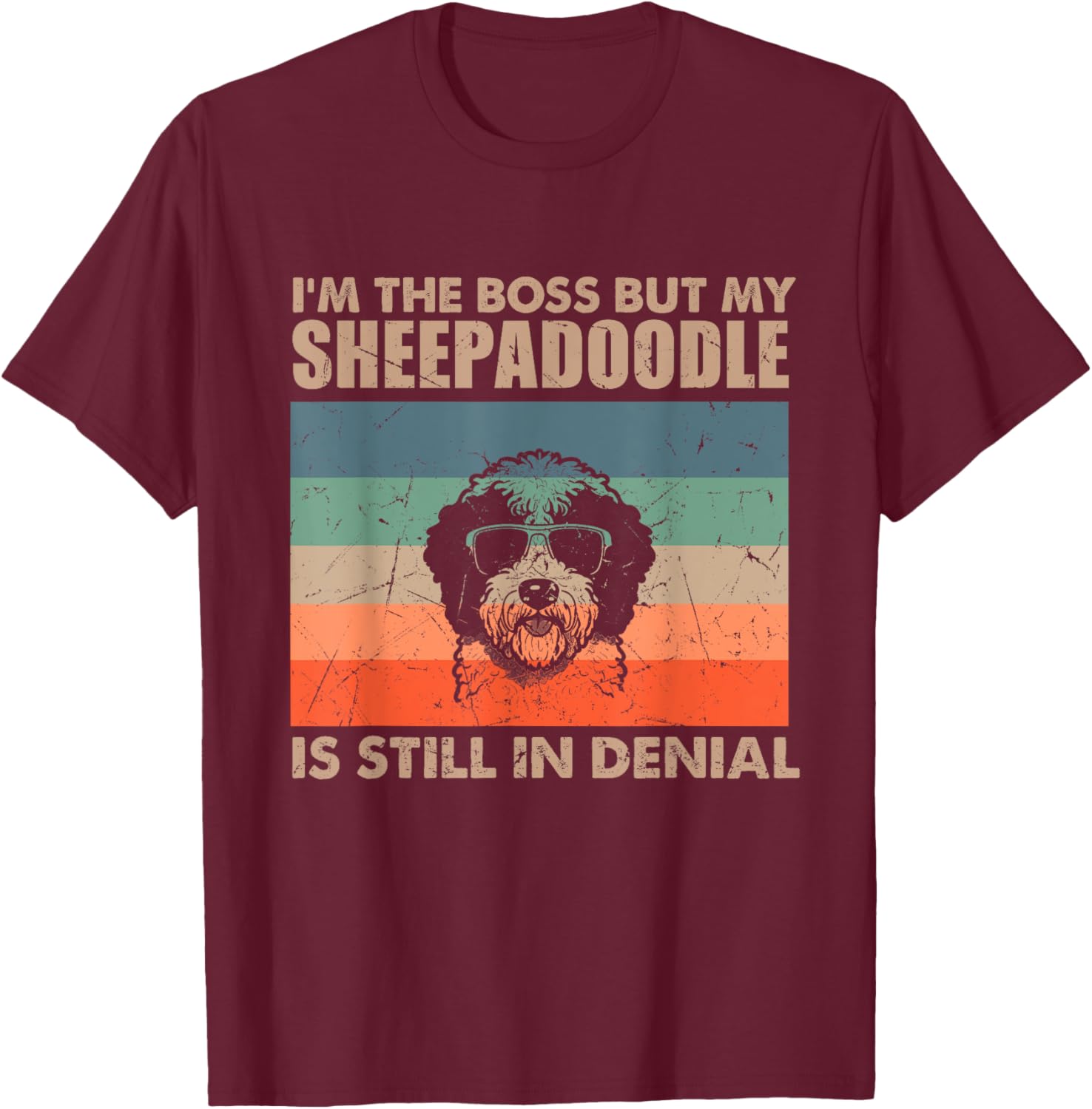 Vintage Sheepadoodle Dog Training Funny Dog Lover Men Women T-Shirt - T-Shirt | Maroon
