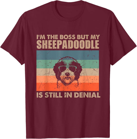 Vintage Sheepadoodle Dog Training Funny Dog Lover Men Women T-Shirt - T-Shirt | Maroon