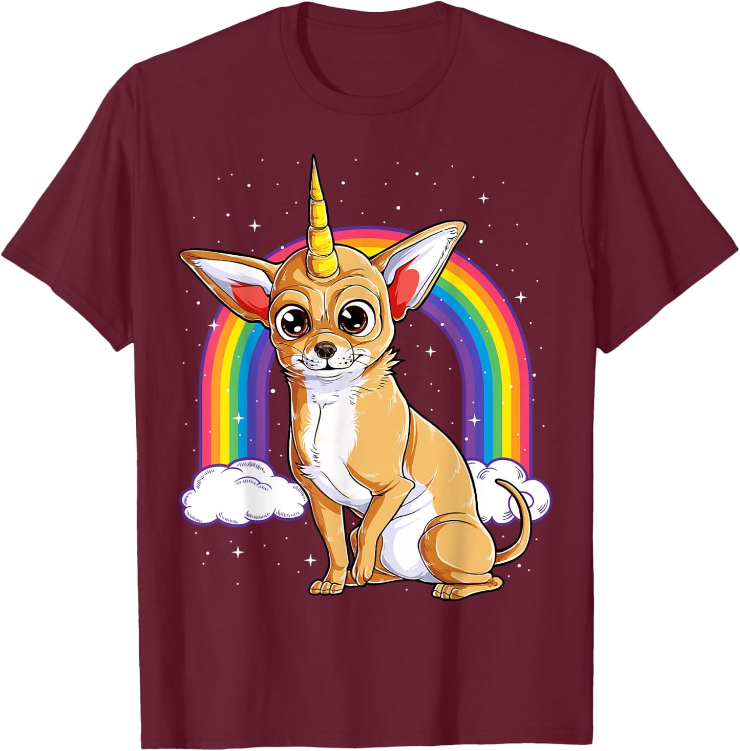 Chihuahua Unicorn T shirt Girls Space Galaxy Rainbow Dog T-Shirt - T-Shirt | Maroon