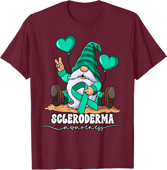 Scleroderma Awareness - Black -Adults Classic Fit Gnome Design T-Shirt - T-Shirt | Maroon