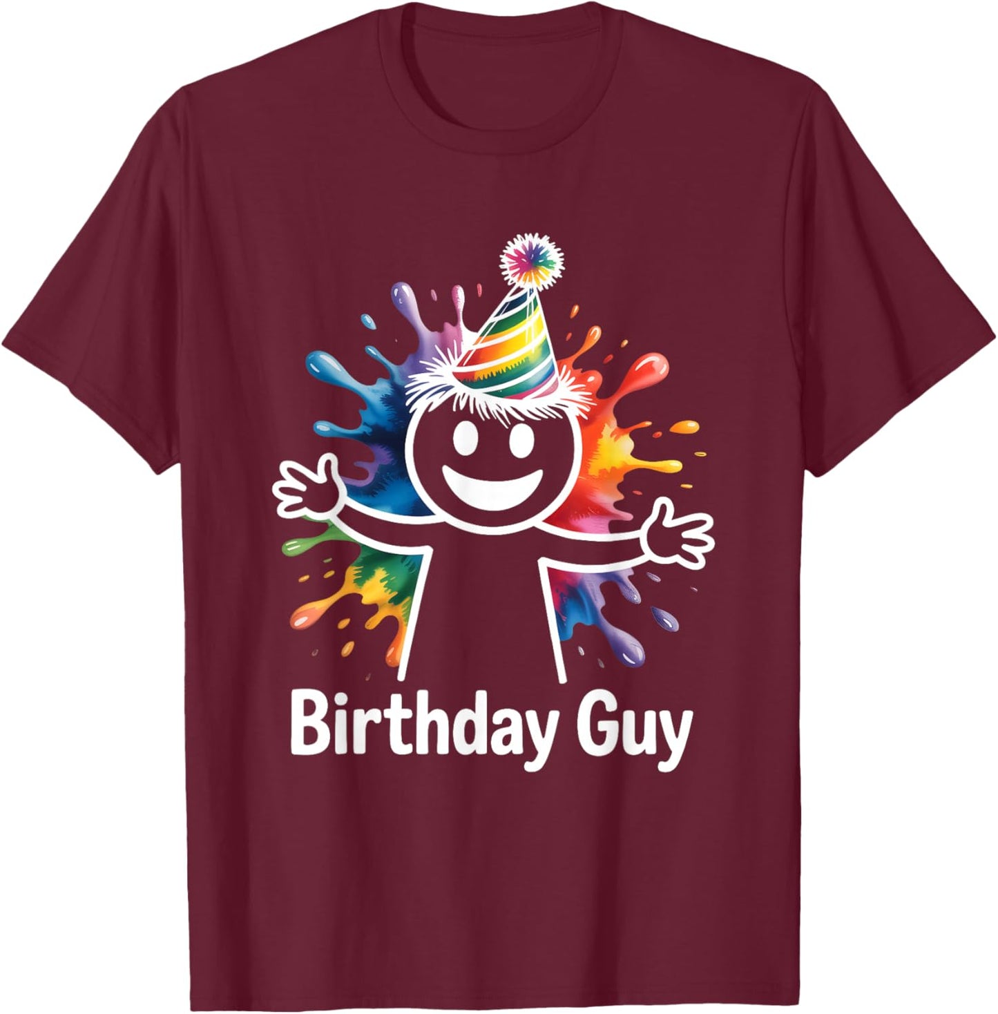 It s My Birthday Party Smile Face Funny Cute Birthday Guy T-Shirt - T-Shirt | Maroon
