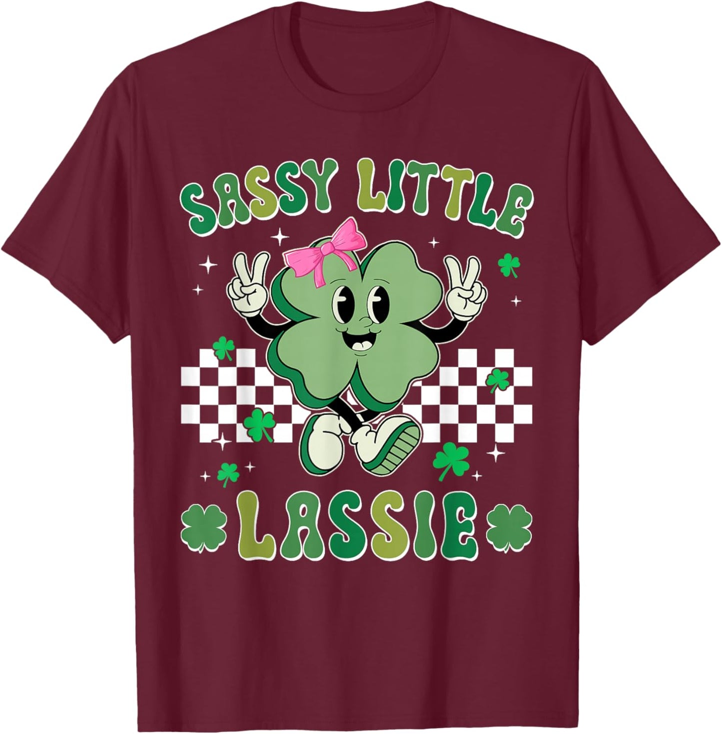 Retro St Patrick's Day Sassy Little Lassie Kid Girls Toddler T-Shirt - T-Shirt | Maroon