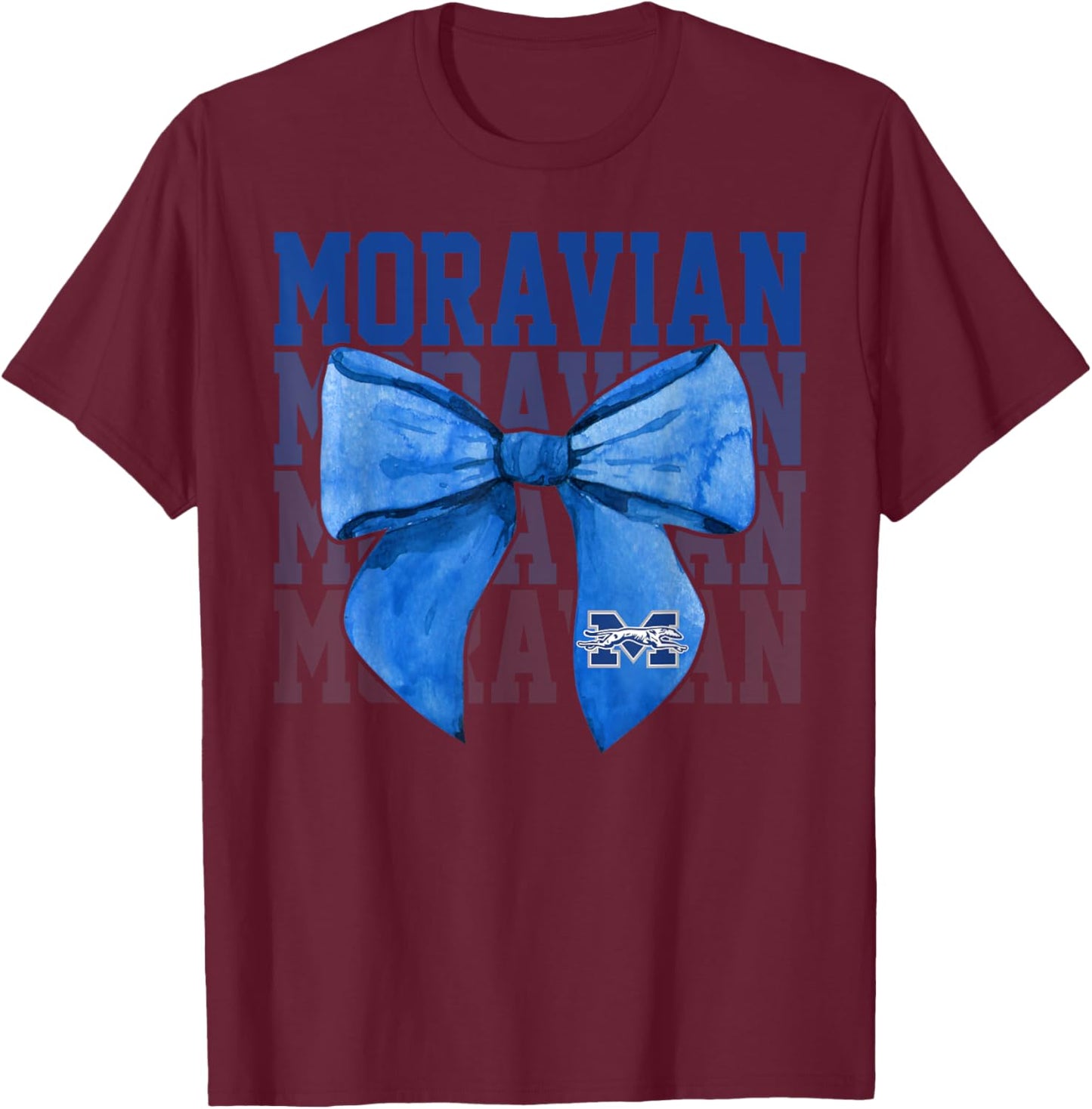 Moravian Vintage Arch University Bow Vintage Athletics Girls T-Shirt - T-Shirt | Maroon