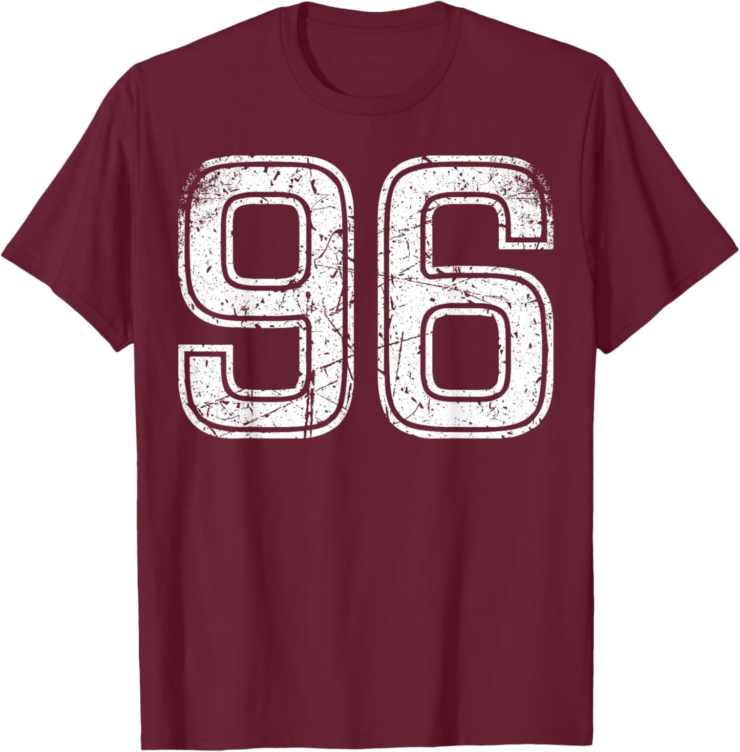 Vintage White Sport Team Number #96 T-Shirt - T-Shirt | Maroon