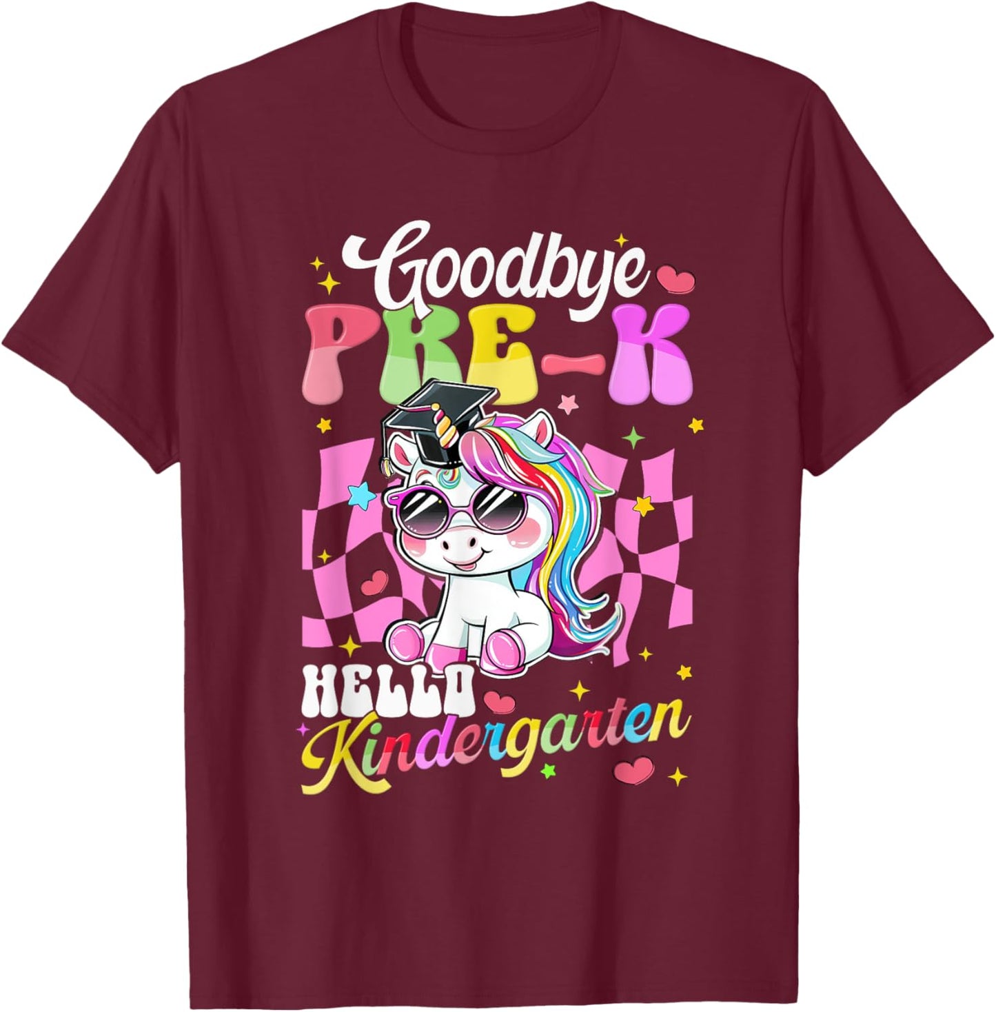 Girls Pre-K Graduation Cute Unicorn Preschool Graduate 2025 T-Shirt - T-Shirt | Maroon