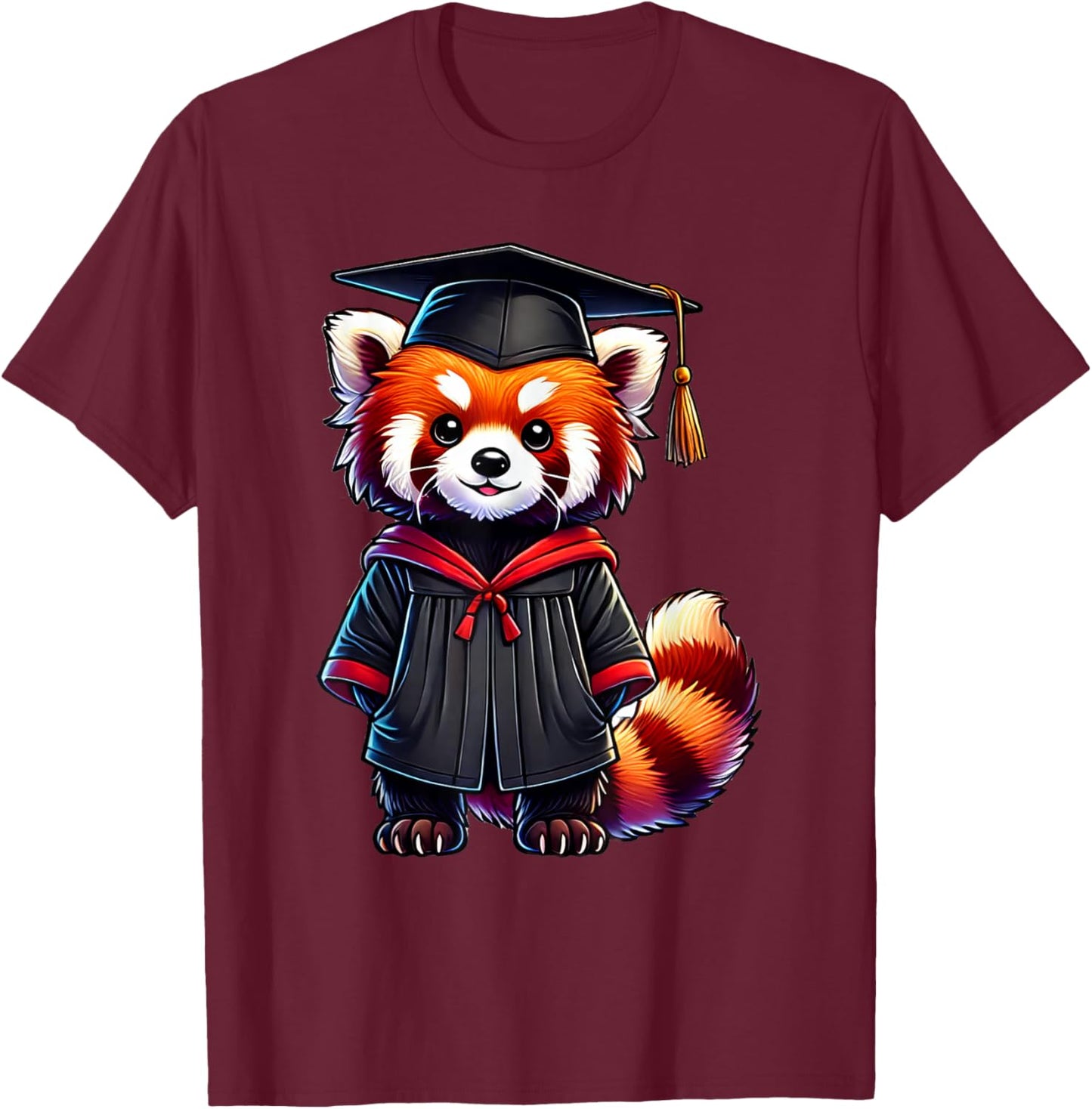 Cute Red Panda Graduation T-Shirt - T-Shirt | Maroon