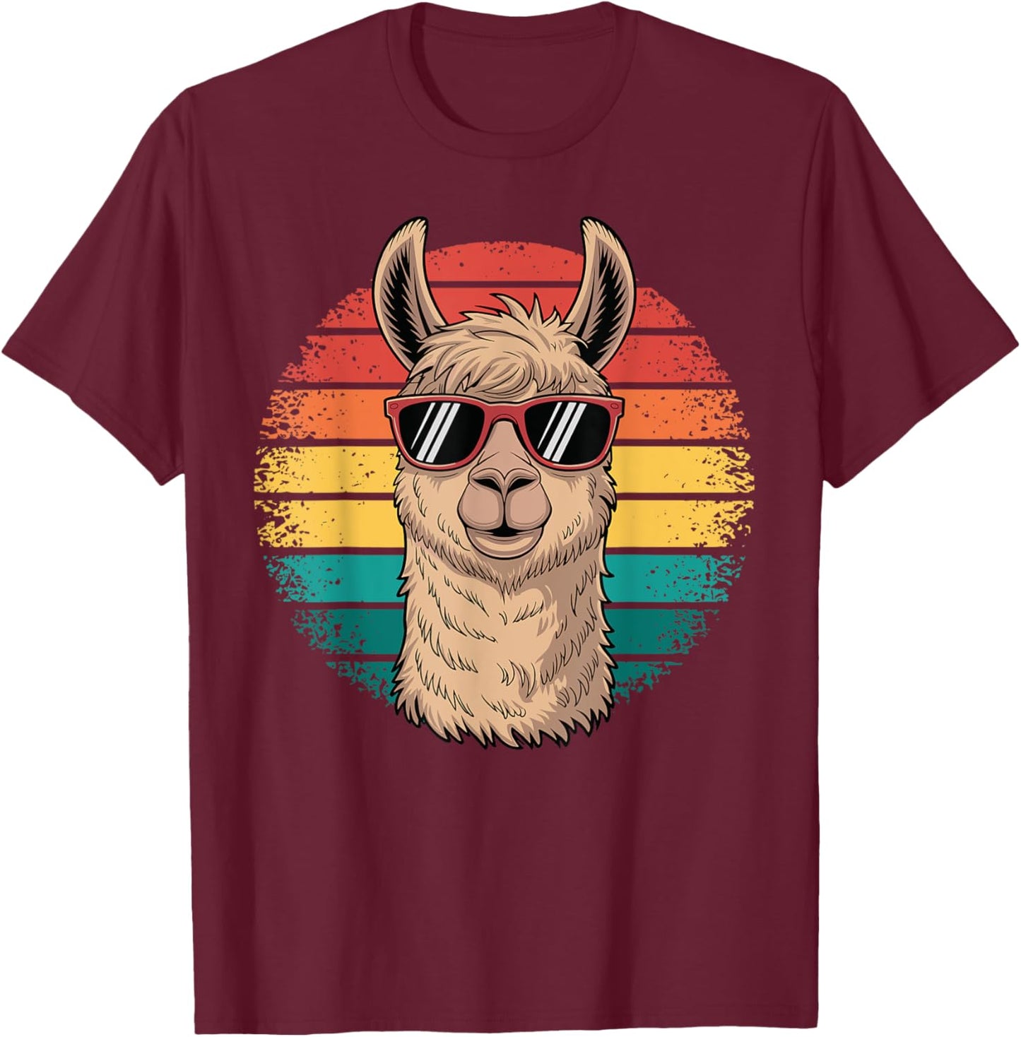 Retro Alpaca Llama Funny Comic Summer Vintage Animal T-Shirt - T-Shirt | Maroon