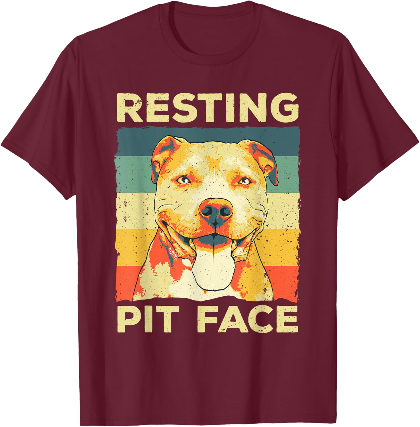 Funny Pitbull Resting Pit Face Art Men Women Pitbull Owner T-Shirt - T-Shirt | Maroon