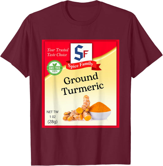 Ground Turmeric Condiment Costume Holiday Spice Costumes T-Shirt - T-Shirt | Maroon