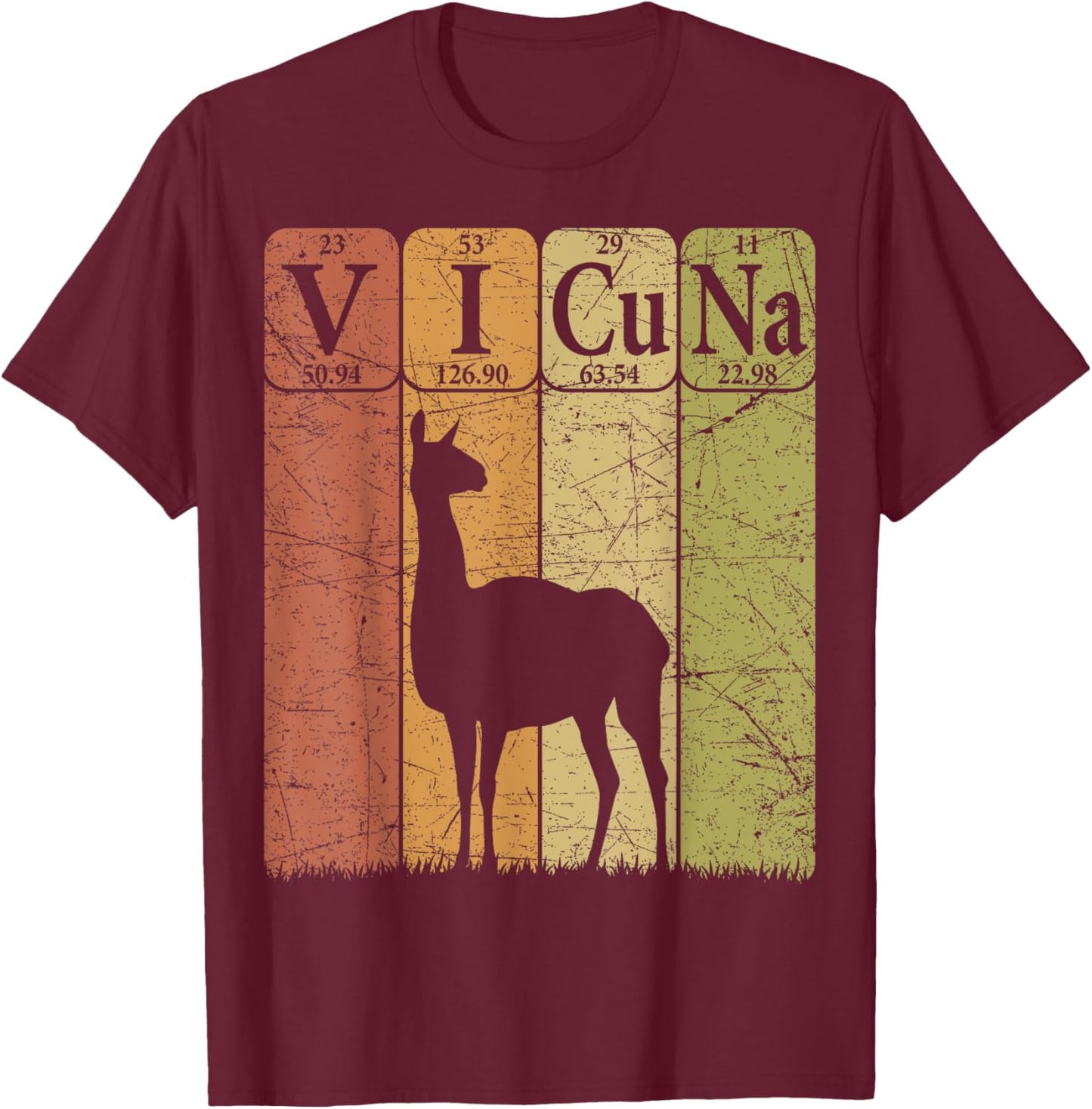 Vicuna Periodic Table Elements Vicuna Lover Camelids Retro T-Shirt - T-Shirt | Maroon
