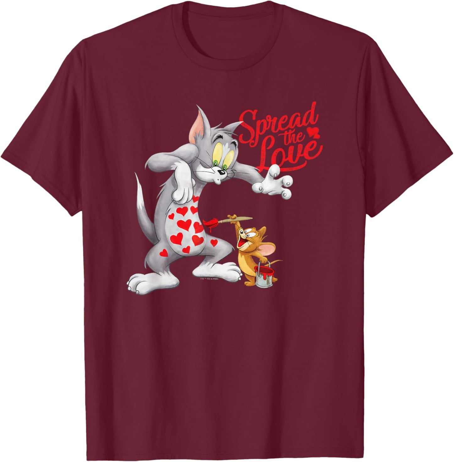 Tom and Jerry Valentine's Day Spread The Love T-Shirt - T-Shirt | Maroon