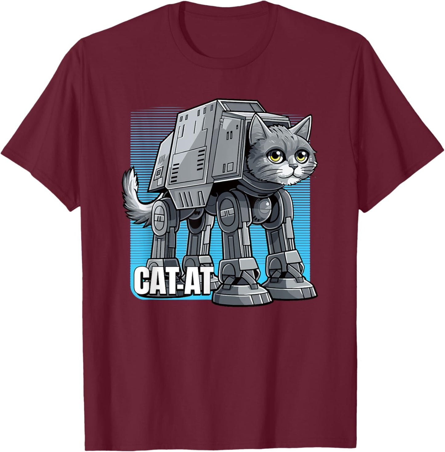 CAT-AT science fiction parody pet cat space robot sci-fi fan Men Women T-Shirt - T-Shirt | Maroon